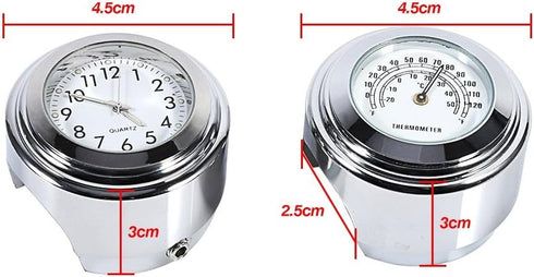 VGEBY Motorcycle Handlebar Clock, 7/8" 1" Motorcycle Handlebar Dial Clock & Thermometor Waterproof Glossy for Cruiser Chopper(Pack of 2)...