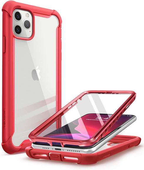 i-Blason Ares Case for iPhone 11 Pro Max 2019 Release, Dual Layer Rugged Clear Bumper Case with Built-in Screen Protector (Metalic Red)...