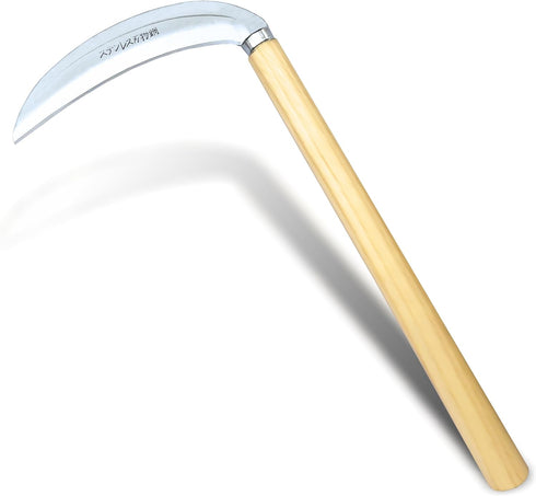 SHANFEEK Grass Sickle Japanese Weeding Hoe Garden Hand Tool Weeding Tools for Garden High-Strength Steel with Solid Wood Handle (Beige)...