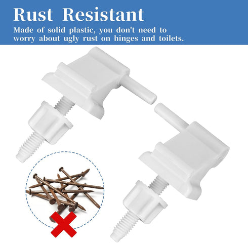 2 Pack Universal Toilet Seat Hinges Replacement with Bolts Screw and Nuts White Plastic Toilet Seat Hinges Toilet Seat Hardware for Toilets Seats ...