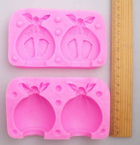 Baby Shower Silicone Candle Mold,3D Baby Foot Silicone Soap Mold Fondant Cake Decorating Candy Chocolate Mould (Boy&Girl)...