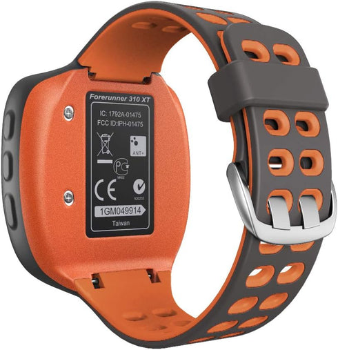 ANCOOL Compatible with Garmin Forerunner 310XT Watch Band, Soft Silicone Watch Strap Replacement for Forerunner 310XT Smartwatch, Grey-Orange...