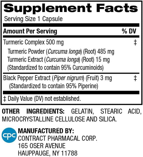 Earth's Splendor Turmeric Complex 500mg with Black Pepper, 90 Capsules - Supports Antioxidant Activity and Joint Health* - 1.5 Month Supply...