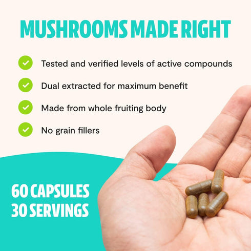 FreshCap Ultimate Mushroom Complex - Lions Mane, Reishi, Cordyceps, Chaga, Turkey Tail, Maitake - Immune Support & Nootropic Brain Supplements for...