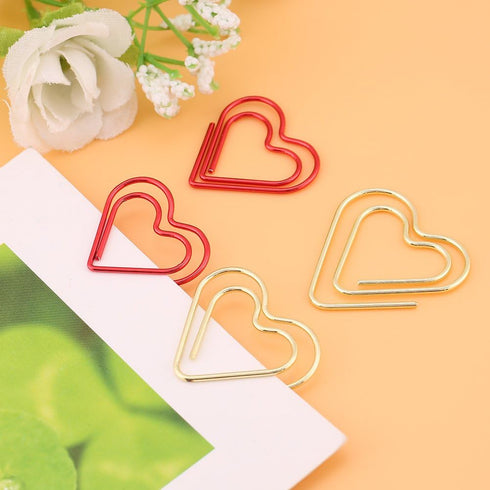 12Pcs Paperclips Heart Shaped Paper Clip Holders, Bookmark Marking Document Organizing Clip for Files Papers Office Supply(Red)...