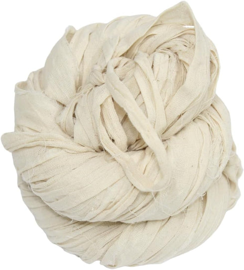 Khadi Cotton Ribbon Yarn- Used for knitting sweaters or scarves,and Unique crafts, Khadi Cotton Natural Matte ribbon yarn 22 Yards -70 Gm......