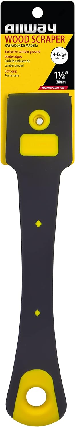 ALLWAY FE2 4-Edge Soft-Grip Scraper for Wood and Painting Applications, 1-1/2"...