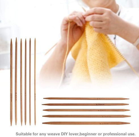 55pcs/Set Knitting Needles Kit Carbonized Bamboo Double Pointed Needles Set in 11 Sizes 13cm/5.1in (2.0mm-5.0mm)...