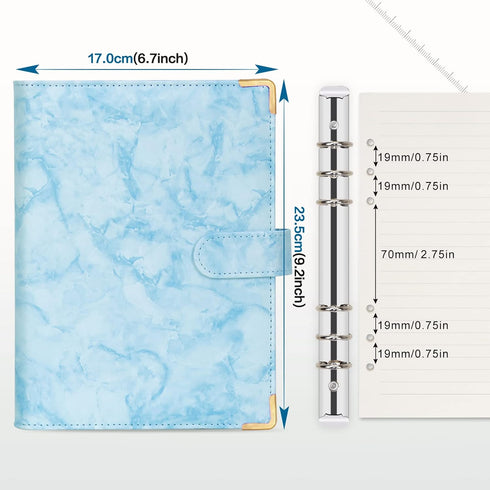 Classycoo A5 Leather Notebook Binder, 6 Ring Binder Planner Notebook Cover for A5 Filler Paper,Loose Leaf Personal Planner Binder Cover with Magne...