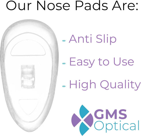 GMS Optical 11mm Short length/6mm Med wide- Silicone Tear drop screw in Eyeglass Repair Kit with Screws and driver, Eyeglass Nose Pads for small f...