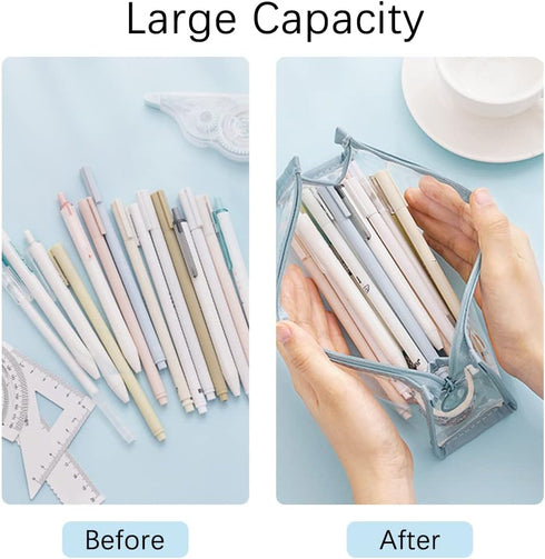 4 PCS Pencil Cases Pen Pouch Clear Transparent Marker Pouch with Zipper, Exam Pencil Storage Bag Travel Cosmetic Makeup Bag, Stationery Toiletries...