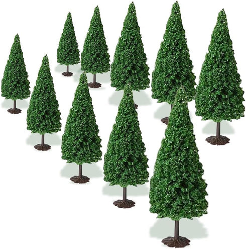 Model Cedar Trees 12PCS Train Scenery Landscape Pine Miniature Diorama Trees Mixed Model for Road Architecture Building DIY Decoration Gift (12)...