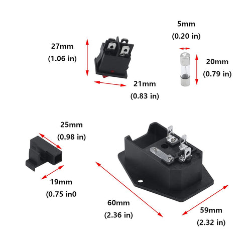 Antrader 6pcs Inlet Module Plug Male Power Socket with 5A Fuse Switch 10A 250V 3 Pin IEC320 C14......