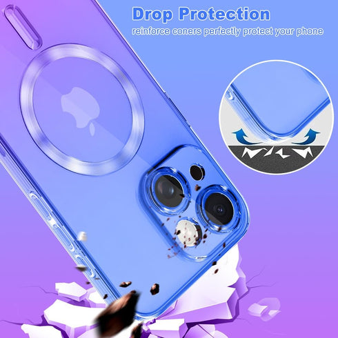 KANGHAR Designed for iPhone 15 Case Magnetic Clear Cute Gradient Slim Case for Women Men Full Camera Protector Camera Shockproof Compatible with M...