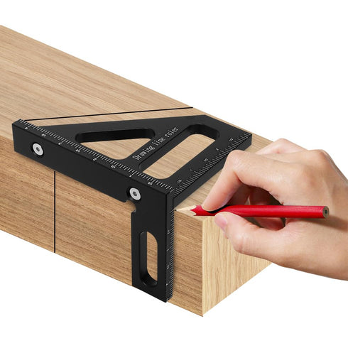 Imperial 3D Multi-Angle Measuring Ruler,45/90 Degree Aluminum Alloy Woodworking Square Protractor, Miter Triangle Ruler High Precision Layout Meas...