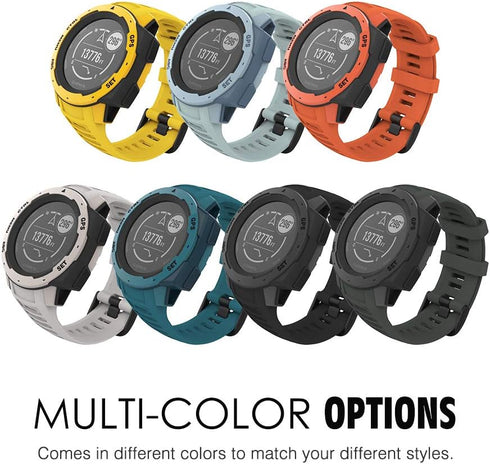 MoKo Watch Strap Compatible with Garmin Instinct Esports/Solar/Tactical/Tide Military Watch,Soft Silicone Adjustable Replacement Band Fit Garmin I...