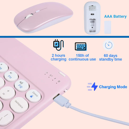 Bluetooth Keyboard and Mouse Combo,Rechargeable keyboard mouse combo,Ultra-Slim Portable Compact Wireless Mouse Keyboard Set for iPad/iPad Pro/iPa...