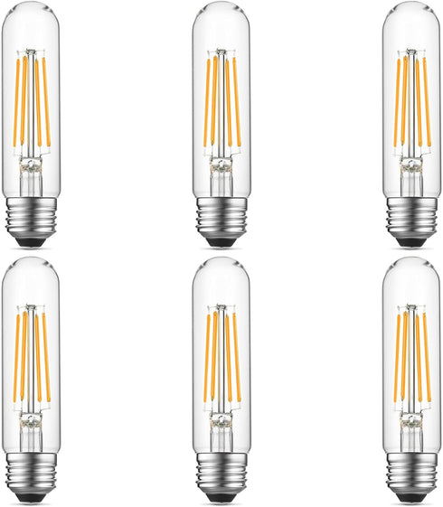Dimmable E26 Edison Bulb, AC120V Warm White 2700K Light Bulbs, 6W, Equivalent 60W, 750LM, 5 Inch Long Tubular T10 LED Bulbs for Rustic Pendant, Ch...