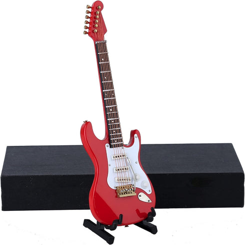 Dselvgvu Wooden Miniature Electric Guitar with Stand and Case Mini Musical Instrument Miniature Dollhouse Model Birthday Present (Electric Guitar:...
