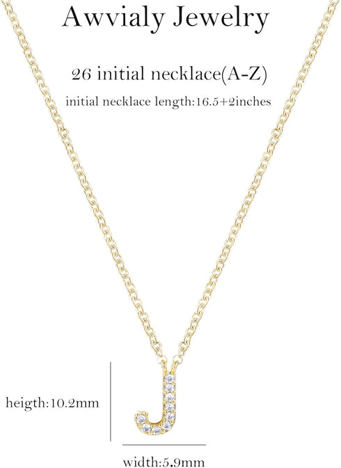 Initial Necklaces for Women, Dainty Gold Letter Necklace 14k Gold Plated Personalized CZ Initial Necklace Monogram Name Choker Necklace for Women ...