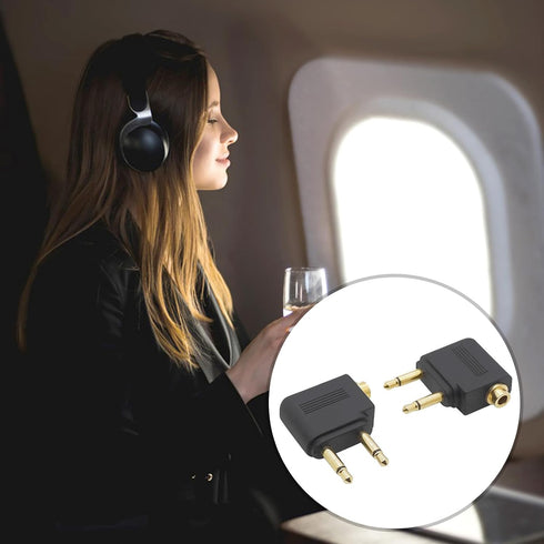 2-Pack Airline Airplane Flight Adapters for Headphones,Gold Plated Dual 3.5mm Male to 3.5mm Female,3.5mm Stereo Aux Jack Headphone Adapter for Aud...