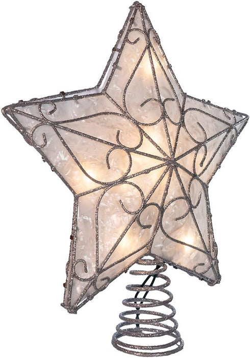 Kurt Adler UL 10-Light Metal Trimmed Capiz Inspired Star Treetop...