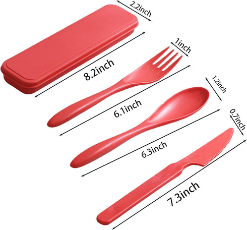 Reusable Utensils set with Case, Portable Wheat Straw Cutlery Set, BPA-Free and Eco-friendly Knife Spoon Fork, Travel Utensils for Office, Dorm, a...
