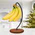 Banana Holder Stand - Newest Patented Modern Banana Hanger with Wood Base Stainless Steel Banana Tree Hook Rack for Kitchen Countertop (Black Brow...