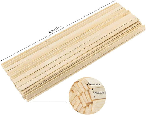 50 Pcs Natural Bamboo Thin Wood Strips 15.5 Inches Long Craft Popsicle Balsa Sticks DIY Bamboo Plank for House Aircraft Ship Boat School Projects ...