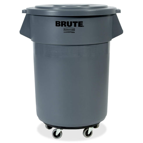 Rubbermaid Commercial BRUTE Trash Can Flat Lid, Round, Gray, 55 Gallon, FG265400GRAY...