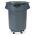 Rubbermaid Commercial BRUTE Trash Can Flat Lid, Round, Gray, 55 Gallon, FG265400GRAY...