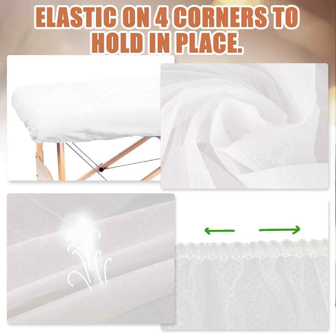Disposable Massage Table Cover Fitted Massage Table Sheets 35" W x 75" L x 4" D Breathable Non Woven Fabric Massage Table Protective Cover Spa Bed...