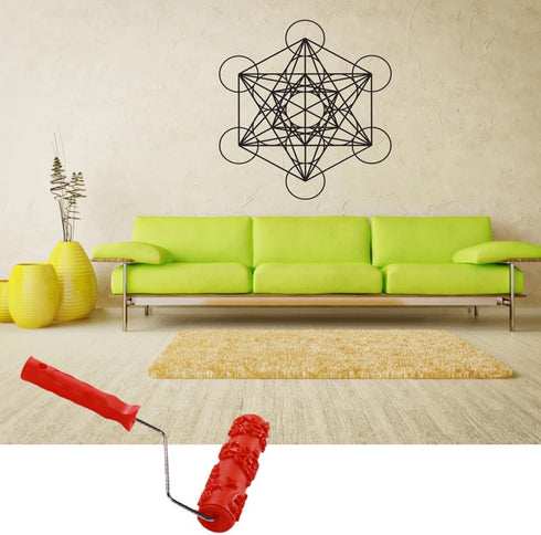 Auniwaig Embossing Rubber Paint Roller Brush Red 12.59 inch for Household Wall Painting Roller EG171T Painting Roller Brick Pattern Roller DIY Wal...