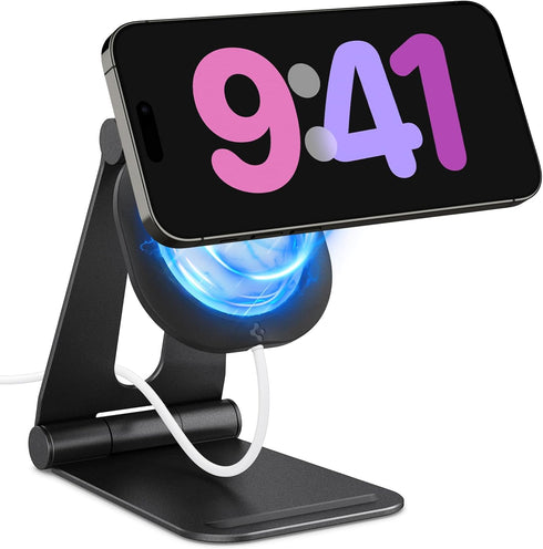 Spigen Mag Fit S Designed for MagSafe Charger Stand Aluminum Adjustable Phone Stand Compatible with iPhone 15/14/13/12 Series, AirPod Pro, AirPod ...