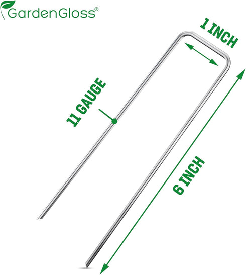 GardenGloss® Galvanized Landscape Staples 6 Inch - 11 Gauge - 20 Pack - Garden Staples for Blowups, Landscape Fabric & Decoration - Landscape Pins...