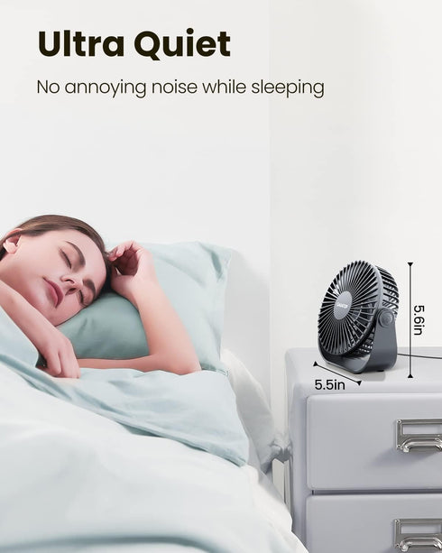 Gaiatop USB Desk Fan, 3 Speeds with Strong Airflow, 5.5 Inch Quiet Small Portable Table Fan, 90° Rotate Personal Cooling Fan For Bedroom Home Offi...