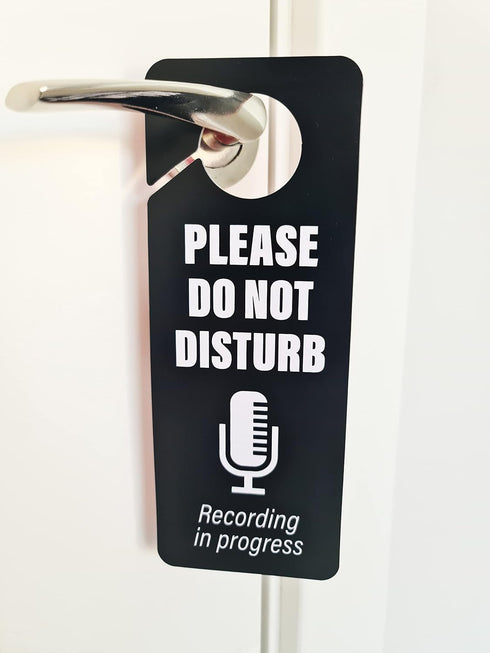 CLEVER SIGNS Recording in Progress - Please Do Not Disturb Sign, Door Knob Hanger 2 Pack, Double Sided, Ideal for Using in Any Room....