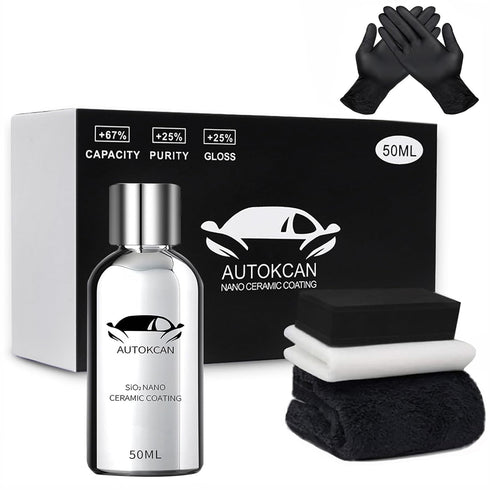 10H Nano Ceramic Coating for Cars, 50ML High Gloss Anti-Scratch SiO2 Ceramic Car Coating Kit, Plastic, Glass, Wheel Polishing, Hydrophobic, Long L...