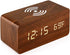OCT17 Alarm Clock with Qi Wireless Charging Pad Compatible with iPhone Samsung Wood LED Digital Clock Sound Control Function, Time Date, Temperatu...
