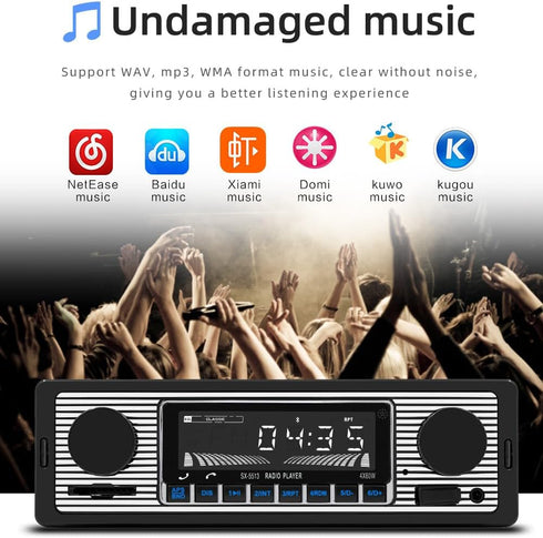 Classic Single Din Car Radio with Car Bluetooth BT,Car Stereo FM Radio,Hands Free Calling,Car Mp3 Player,Voice Control,USB,SD,AUX Port,Audio Recor...