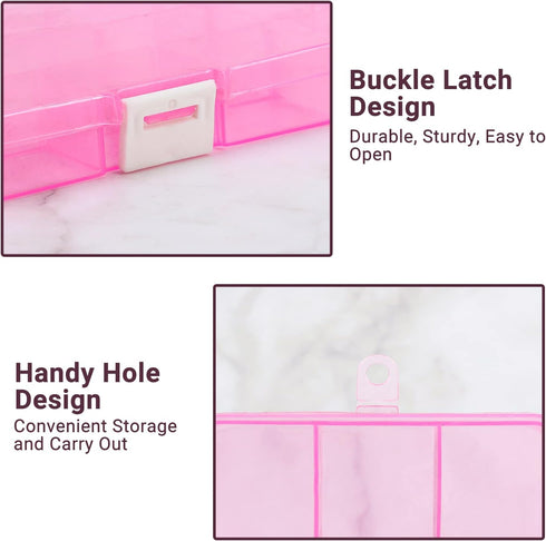 Small Compartment Organizer Case, 4PCS 15-Grid Adjustable Plastic Box with Dividers, Acrylic Fake Nail Charms Bead Rhinestone Jewelry Holder, Craf...