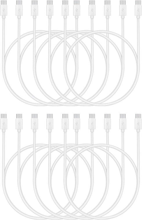 Smays USBC to USBC Cable Bulk 10-Pack 3ft White, Type C to Type C Charging Cable, 20W...