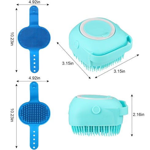 3PCS Dog Bath Brush, Dog Scrubber for Bath, Dog Bath Supplies, Dog Shampoo Brush with Adjustable Ring Handle, Bathing and Massaging Brush Christma...