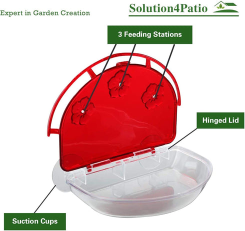 Solution4Patio 2 Pack Window Hummingbird Feeders, New Upgrade Stronger Suction Cups, 13-Ounce Nectar Capacity, Jewel Box Designed #G-B115B00-US...