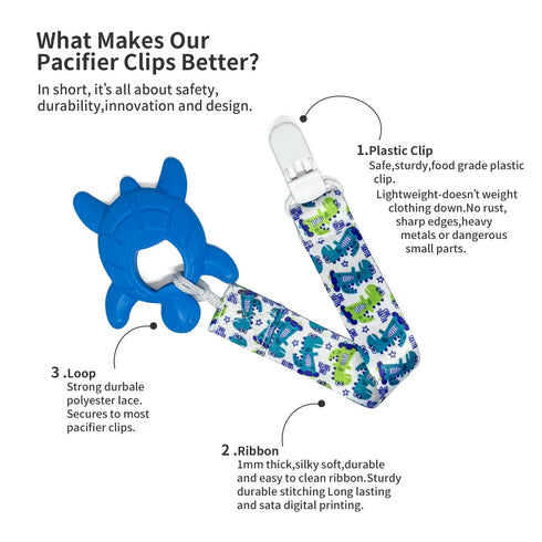 PandaEar Baby Pacifier Clips, 6 Pack Universal Holder Leash for Boys and Girls, Teething Toys Teethers...