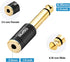 tisino 1/4 Mono to 3.5mm Stereo Adapter, Gold Plated 6.35mm TS Male to 1/8 inch TRS Female Audio Connector - Black, 1 Pack...