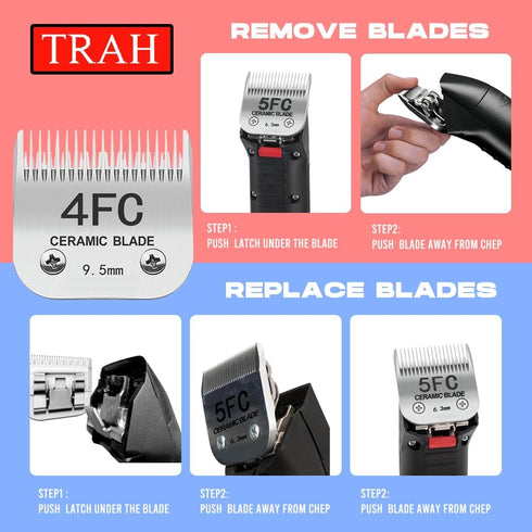 10# Blade Dog Grooming Clipper Replacement Blades Compatible with Andis Dog Clippers,Most A5, KM Series Clippers,Detachable Ceramic Blade,Size-10#...