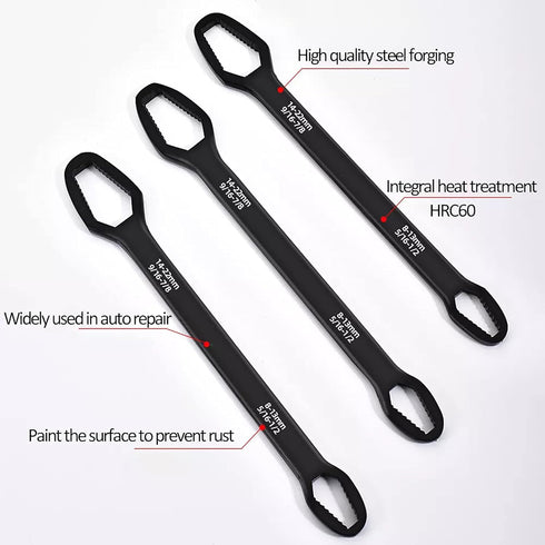 Multifunctional Universal Double Ended Wrench, 8mm - 22mm Self-Tightening Universal Wrench Repair Tool for DIY Machine & Auto Maintenance - Made o...