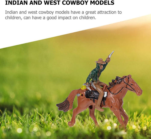 Western Figures, Model Action Figures, Horse Riding Plastic Indians Figurines Figures Playset, 8 Pieces...