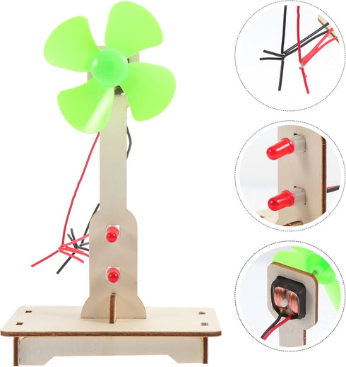 NUOBESTY Wooden Toys Car Tool Science Windmill Generator Kit Wind Generator DIY Green Alternative Energy Lab Mini Teaching Generator for Kids DIY ...